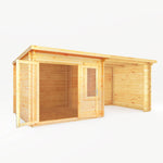 6m x 3m Elite Pent Log Cabin With Patio Area - 28mm - Rogey