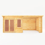 6m x 3m Elite Pent Log Cabin With Patio Area - 28mm - Rogey