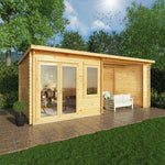 6m x 3m Elite Pent Log Cabin With Patio Area - 28mm - Rogey