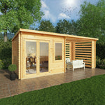 6m x 3m Elite Pent Log Cabin With Slatted Area - 28mm - Rogey