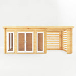 7m x 3m Studio Pent Log Cabin With Slatted Area - 44mm (UPVC Windows & Door) - White - Rogey