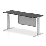 Air Height Adjustable Black Series Slimline Desk with Cable Ports with Steel Modesty Panel - Rogey