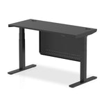 Air Height Adjustable Black Series Slimline Desk with Cable Ports with Steel Modesty Panel - Rogey