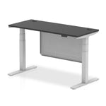 Air Height Adjustable Black Series Slimline Desk with Cable Ports with Steel Modesty Panel - Rogey