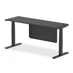 Air Height Adjustable Black Series Slimline Desk with Cable Ports with Steel Modesty Panel - Rogey