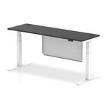 Air Height Adjustable Black Series Slimline Desk with Cable Ports with Steel Modesty Panel - Rogey