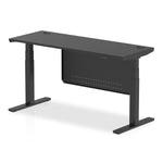 Air Height Adjustable Black Series Slimline Desk with Cable Ports with Steel Modesty Panel - Rogey