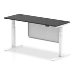 Air Height Adjustable Black Series Slimline Desk with Cable Ports with Steel Modesty Panel - Rogey