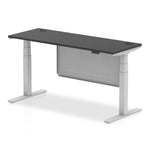 Air Height Adjustable Black Series Slimline Desk with Cable Ports with Steel Modesty Panel - Rogey