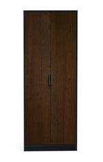 Alba 2 Door Wardrobe - Walnut/Black - Rogey