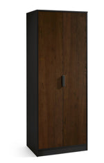 Alba 2 Door Wardrobe - Walnut/Black - Rogey