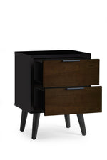 Alba 2 Drawer Bedside - Walnut/Black - Rogey