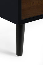 Alba 2 Drawer Bedside - Walnut/Black - Rogey