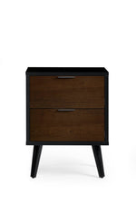 Alba 2 Drawer Bedside - Walnut/Black - Rogey