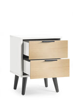 Alba 2 Drawer Bedside - White/Oak - Rogey