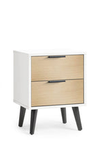 Alba 2 Drawer Bedside - White/Oak - Rogey