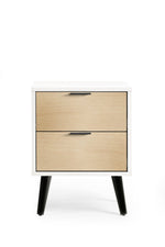 Alba 2 Drawer Bedside - White/Oak - Rogey