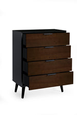 Alba 4 Drawer Wide Chest - Walnut/Black - Rogey