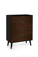 Alba 4 Drawer Wide Chest - Walnut/Black - Rogey