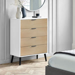 Alba 4 Drawer Wide Chest - White/Oak - Rogey