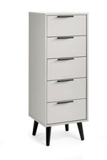 Alba 5 Drawer Narrow Chest - Silk Grey - Rogey