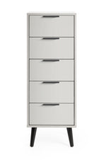 Alba 5 Drawer Narrow Chest - Silk Grey - Rogey