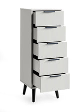 Alba 5 Drawer Narrow Chest - Silk Grey - Rogey