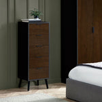 Alba 5 Drawer Narrow Chest - Walnut/Black - Rogey