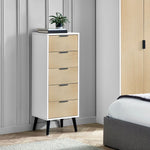 Alba 5 Drawer Narrow Chest - White/Oak - Rogey