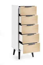 Alba 5 Drawer Narrow Chest - White/Oak - Rogey