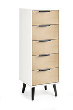 Alba 5 Drawer Narrow Chest - White/Oak - Rogey