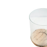 Amelia Ribbed Glass Wooden Candle Holder H19.5cm D16cm - Rogey