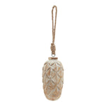 Antique White Wash Pine Cone Bauble - Rogey