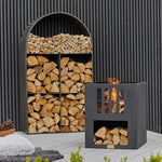 Archway Sculptural Log Storage Natural Black H125cm W73cm - Rogey