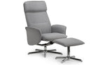 Aria Recliner Chair With Stool - Grey Linen - Rogey