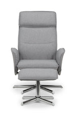 Aria Recliner Chair With Stool - Grey Linen - Rogey