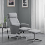 Aria Recliner Chair With Stool - Grey Linen - Rogey