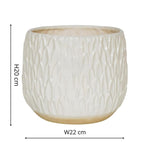 Arles Leaf Embossed White Planter H20Cm W22Cm - Rogey