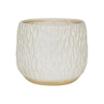 Arles Leaf Embossed White Planter H20Cm W22Cm - Rogey