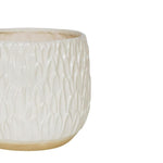 Arles Leaf Embossed White Planter H20Cm W22Cm - Rogey