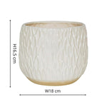 Arles Leaf Embossed White Planter H20Cm W22Cm - Rogey