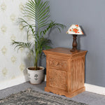 Artwork Mango Wood Bedside Table With Storage - Rogey