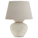 Athena Aged Stone Round Table Lamp With Linen Shade - Rogey