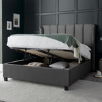 Aurora Grey Velvet Ottoman Bed Double - Rogey