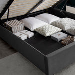 Aurora Grey Velvet Ottoman Bed Double - Rogey