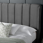 Aurora Grey Velvet Ottoman Bed Double - Rogey