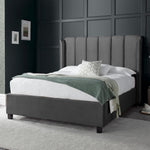 Aurora Grey Velvet Ottoman Bed Double - Rogey