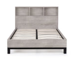 Bali Bookcase Headboard Bed 135cm - Grey Oak - Rogey