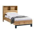 Bali Bookcase Headboard Bed 90cm - Light Oak - Rogey