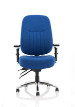 Barcelona Deluxe High Back Task Operator Office Chair with Arms in Sumptuous Blue Fabric - Rogey